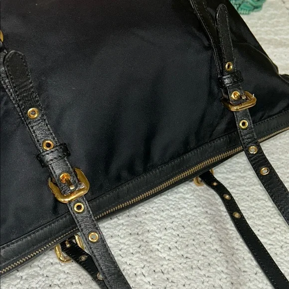 Prada Black Nylon Large Tote Bag with Leather Trim & Strap - Picture 17 of 17